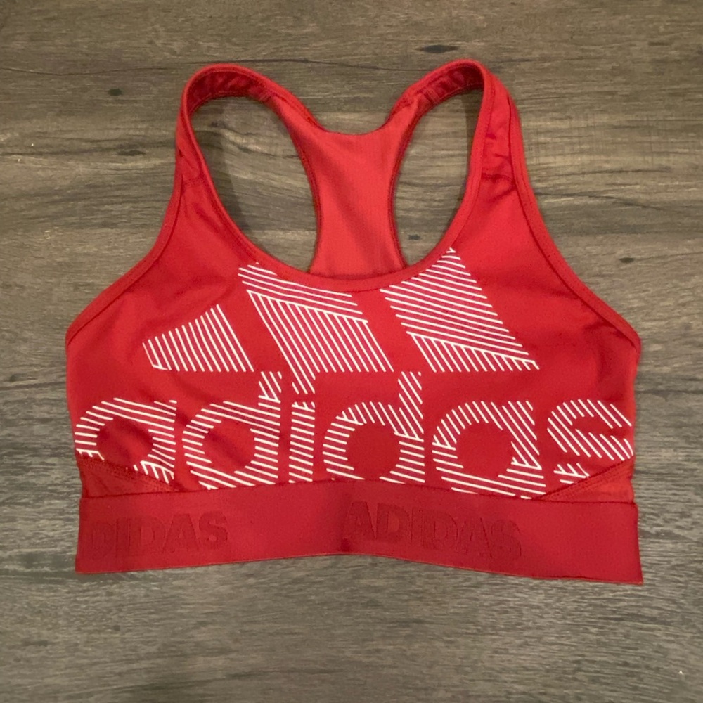 Adidas Red White Graphic Sports Bra Size XS or Small No Size Tag